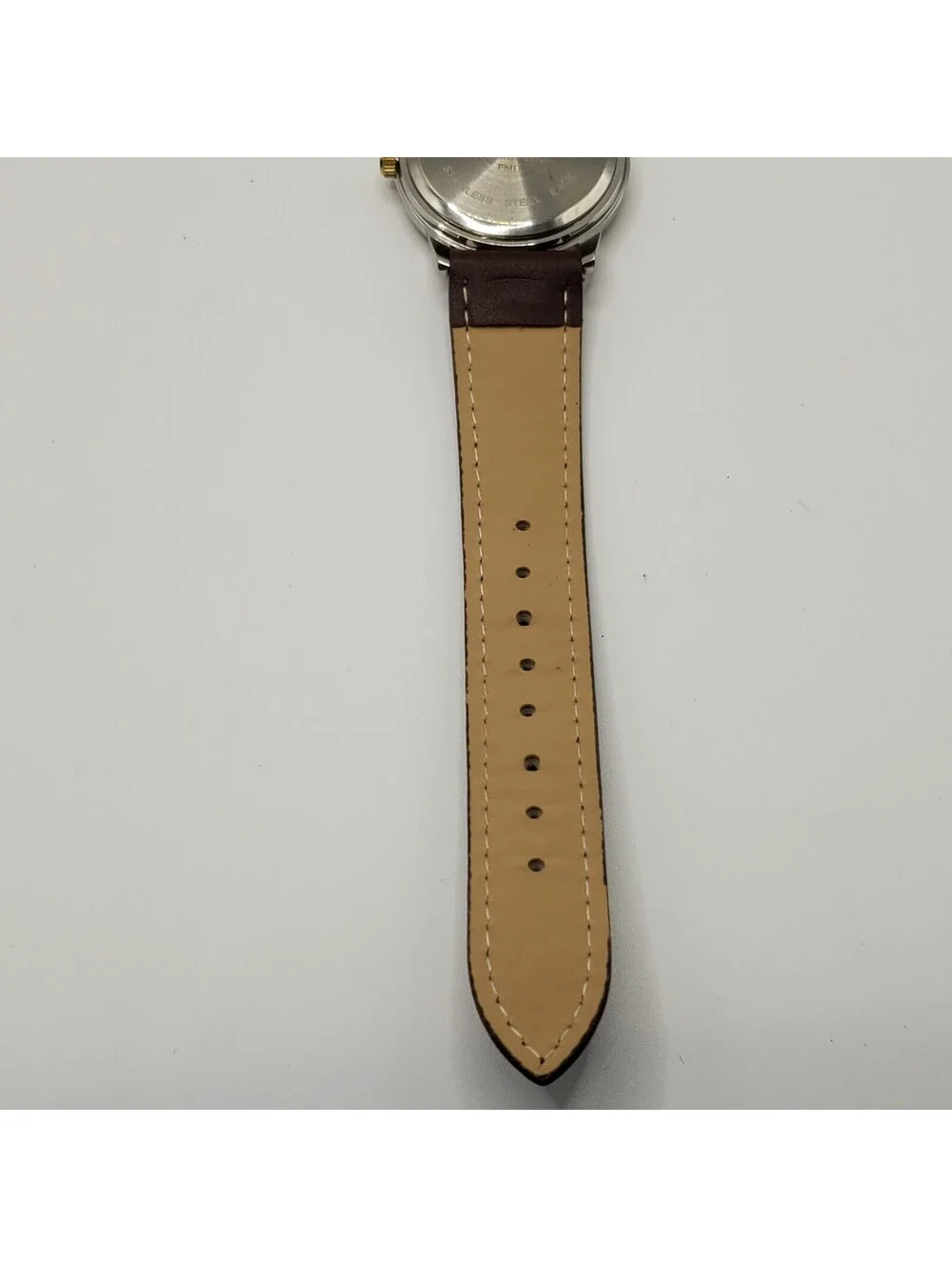 Unbranded Quartz Womens Watch 33mm Silver Tone Brown Leather Band New Battery
